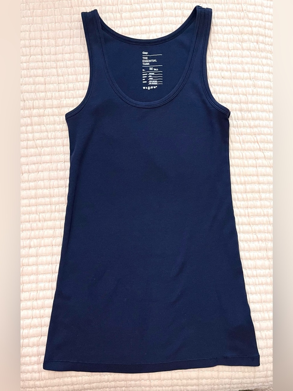 Gap The Essential Tank Medium Dark Navy Blue Ribbed Fitted Tank Top Size Medium